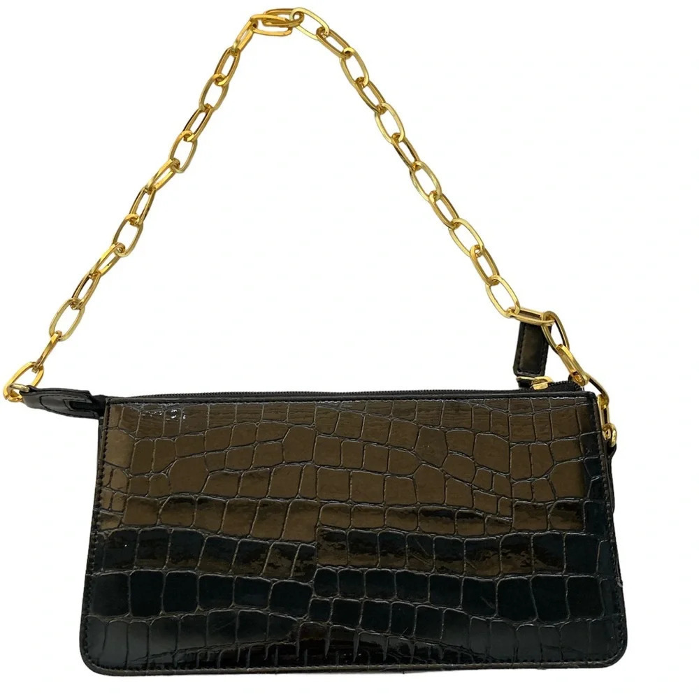 Black Faux Leather Mini Shoulder Bag
